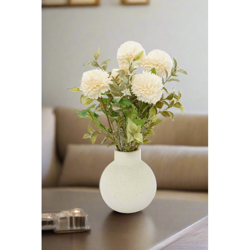 Green Artificial Flower In Ceramic Pot