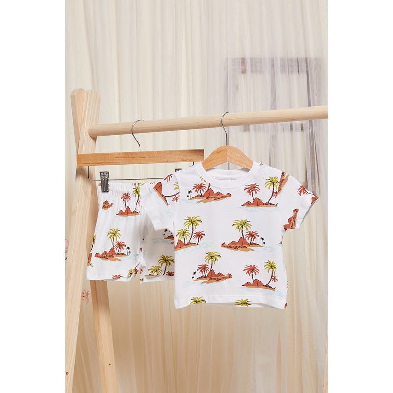 Infant Boys Cream Printed Pyjama Set (2 Piece)