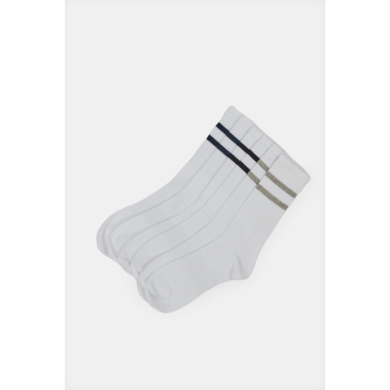 Men White Rib Ankle Socks Pack