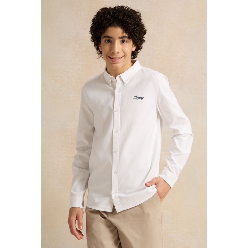 Senior Boys White Embroidered Shirt