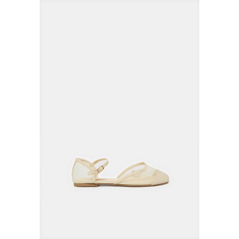 Senior Girls Cream Strap Ballerina