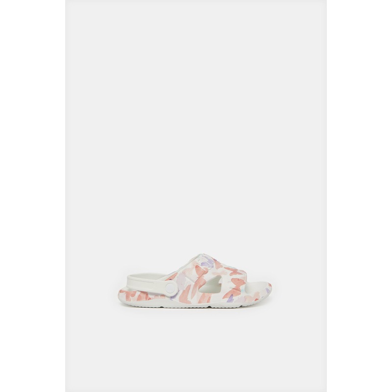 Senior Girls White Butterfly Printed Slide