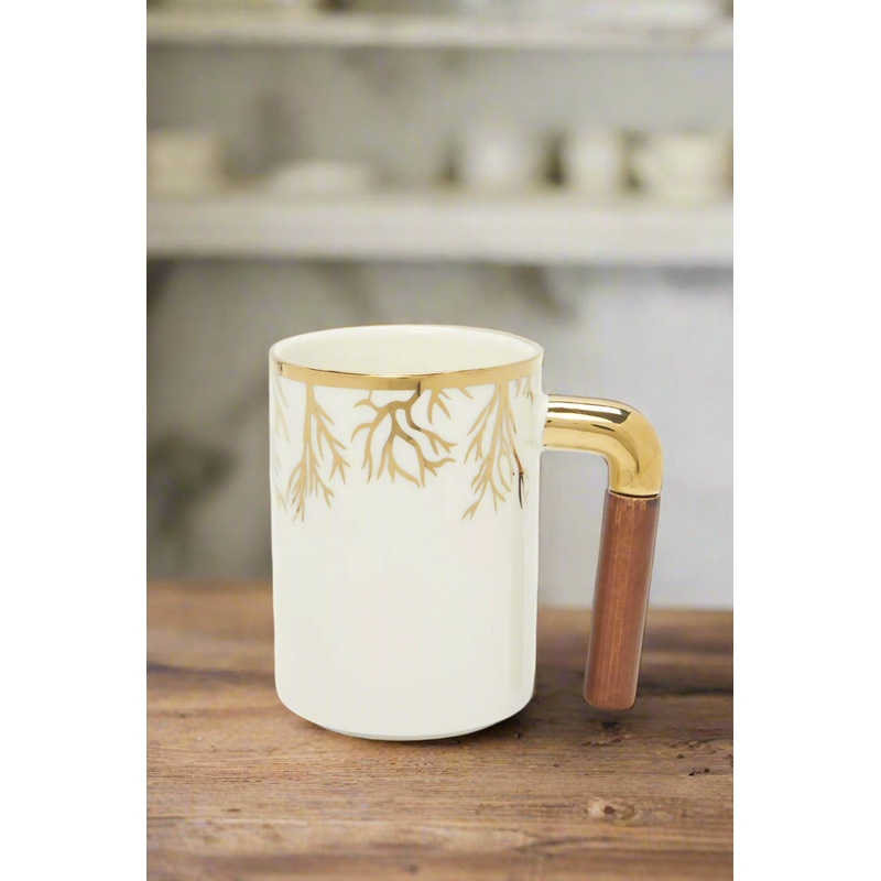 White Embellished Electroplating Mug (13 Oz)