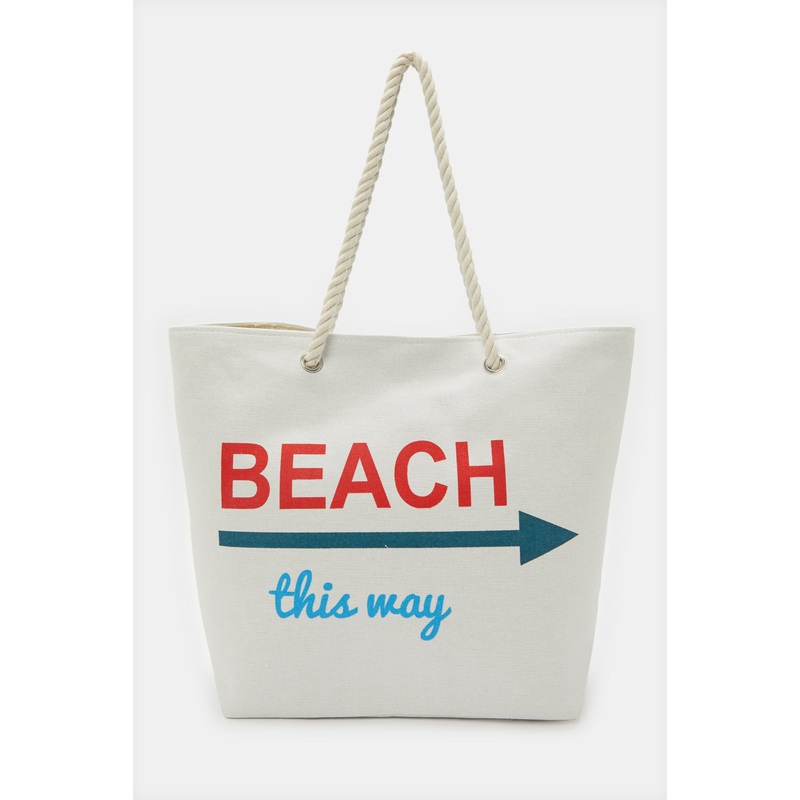 Women Beige Printed Beach Bag