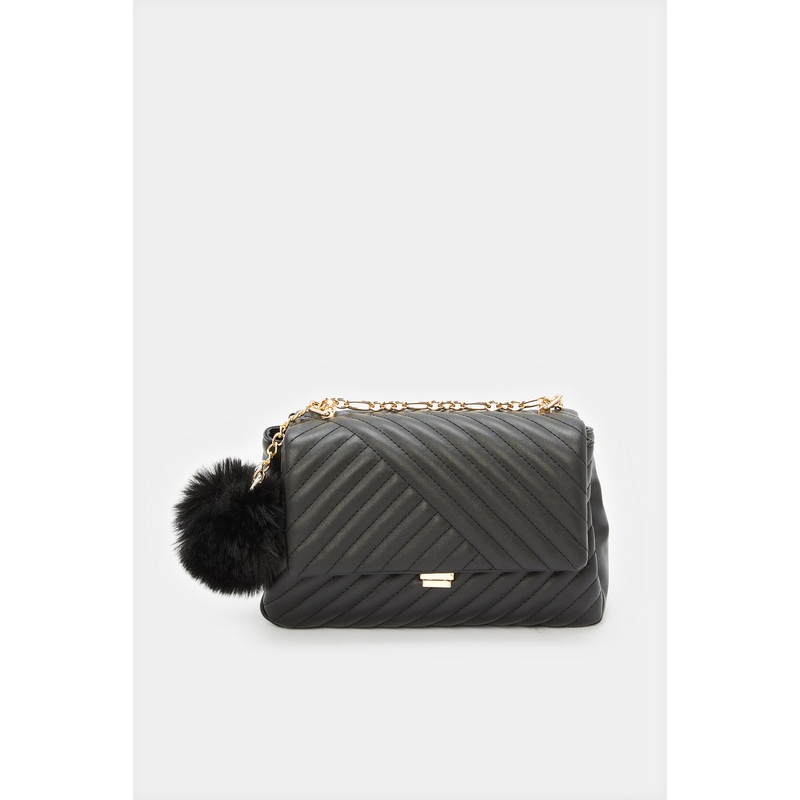 Women Black Textured Messenger Bag