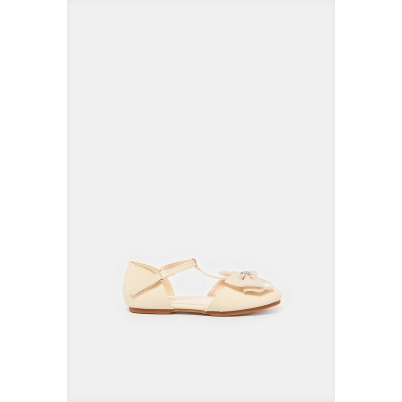Girls Cream Embellished Ballerina