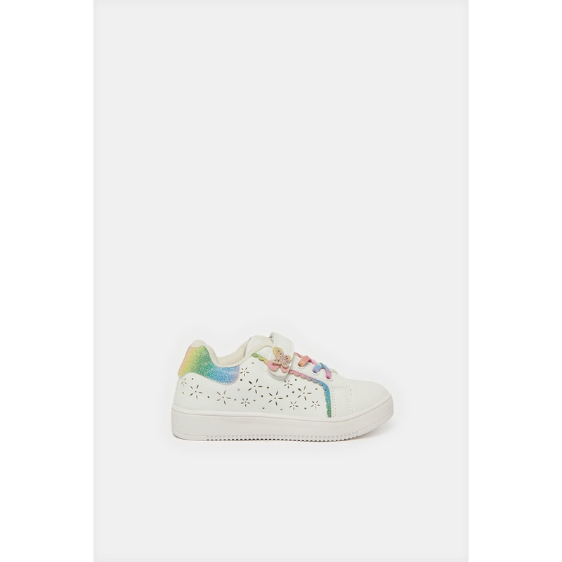 Girls White Embellished Sneaker