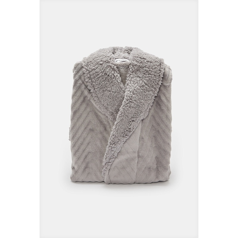 Grey Fleece Sherpa Bathrobe|Medium|Large|X-Large|Xx-Large