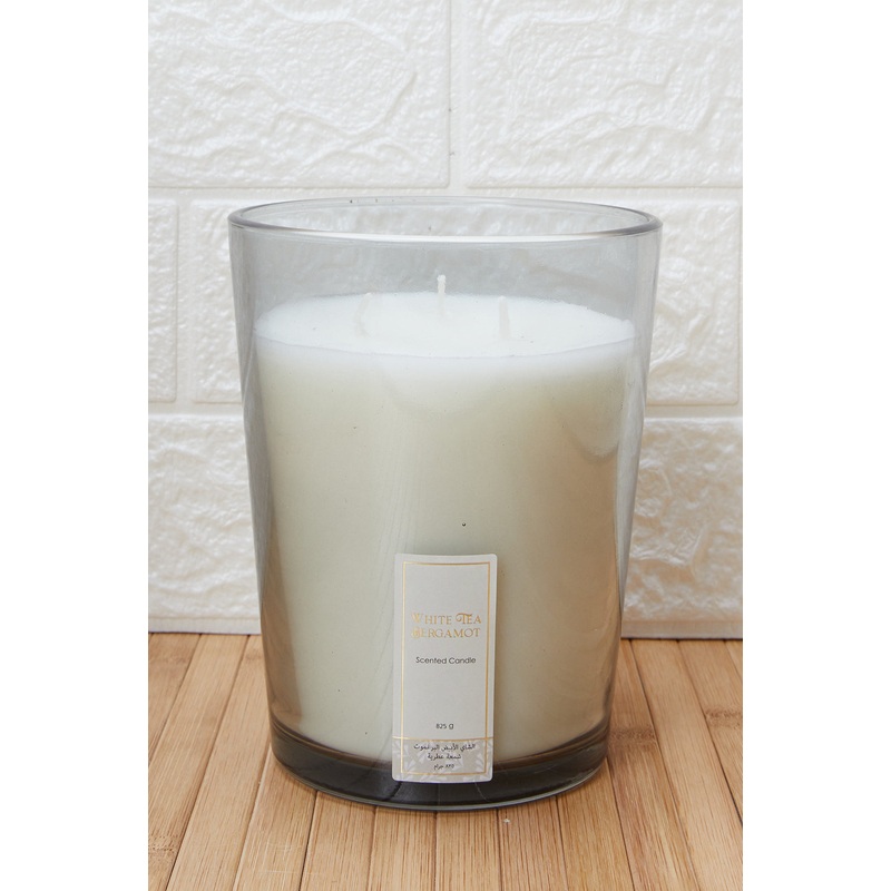 Grey White Tea Bergamot Glass Candle (L)