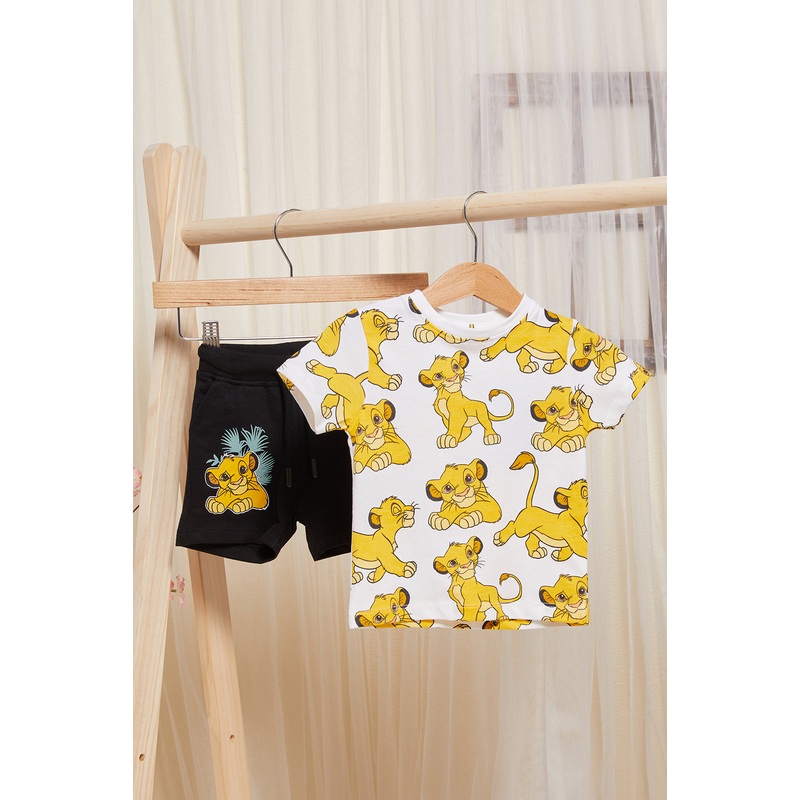 Infant Boys White And Black Printed Casual Set (2 Piece)