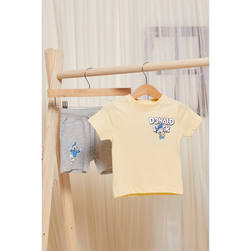 Infant Boys Yellow And Grey Printed Casual Set (2 Piece)