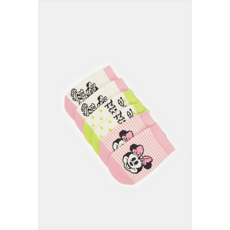 Infant Girls Assorted Minnie Character Ankle Length Socks (Pack Of 3)