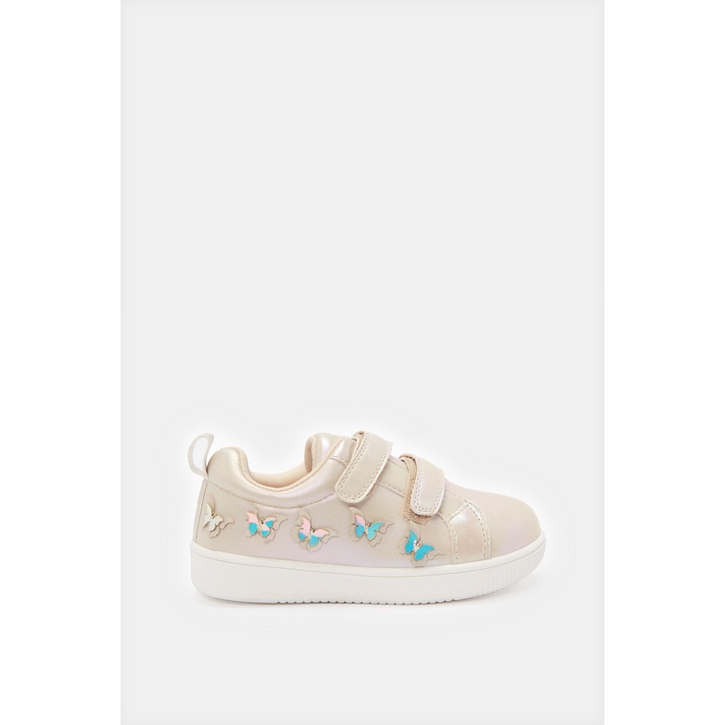 Infant Girls Gold Butterfly Embellished Sneakers