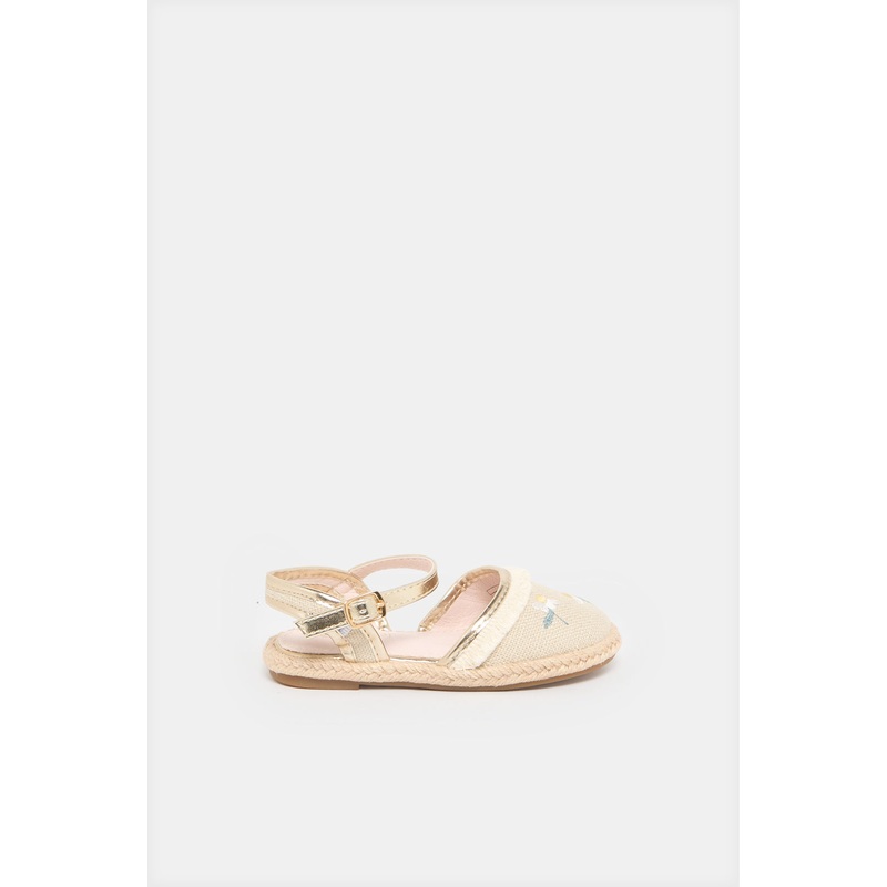 Infant Girls Gold Embroidered Espadrille
