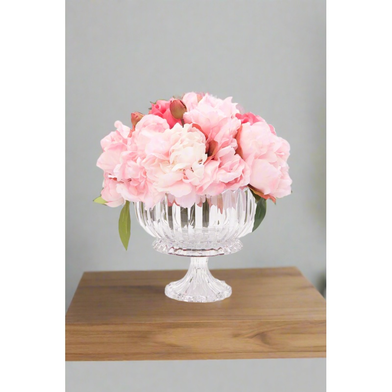 Pink Artificial Mix Flower In Glass Vase