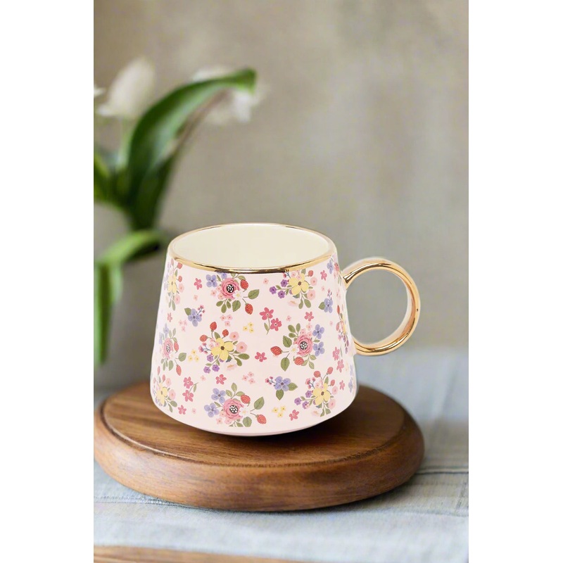 Pink Floral Printed Mug