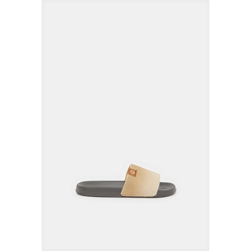 Senior Boys Beige Striped Slide