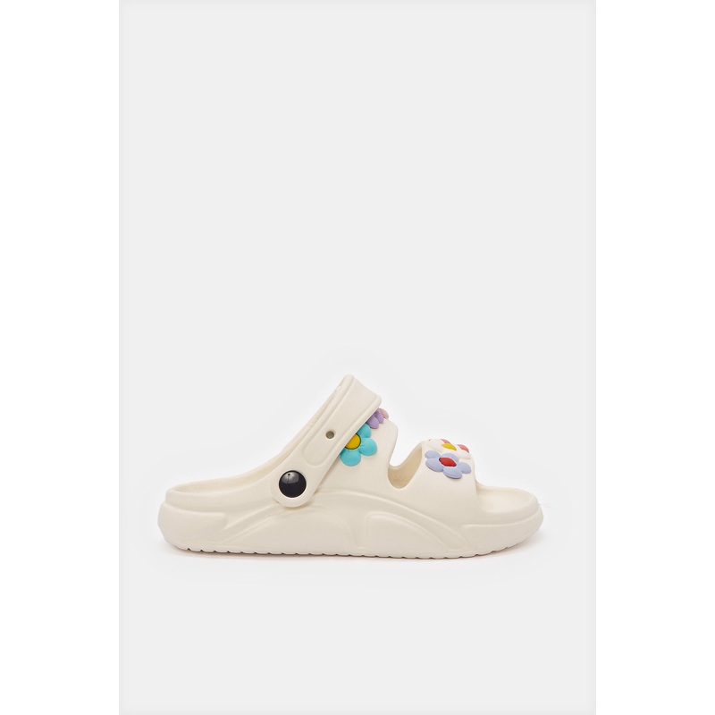 Senior Girls Cream Floral Slide