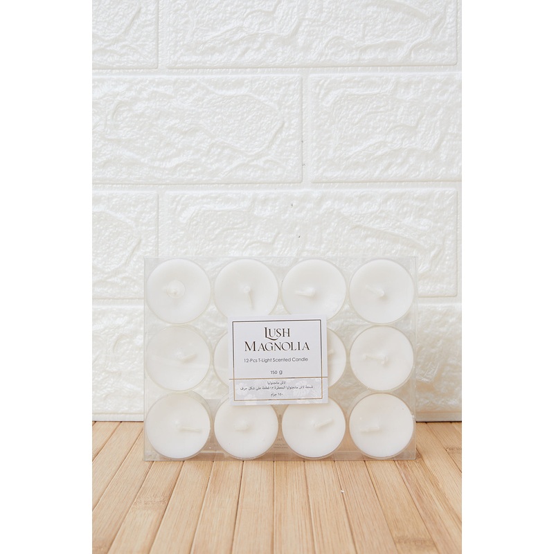 White Lush Magnolia T-Light Scented Candle Set (12 Piece)