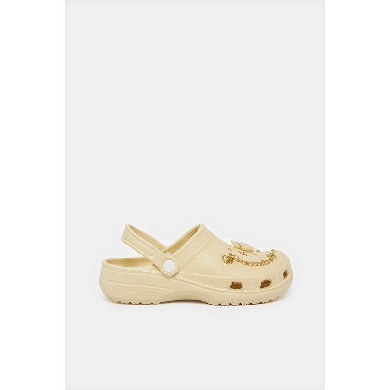 Women Beige Embellished Molded Mule