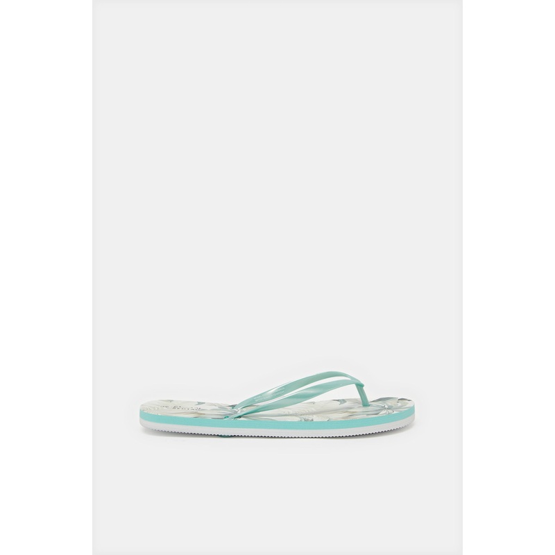 Women Green Floral Printed Flip Flop