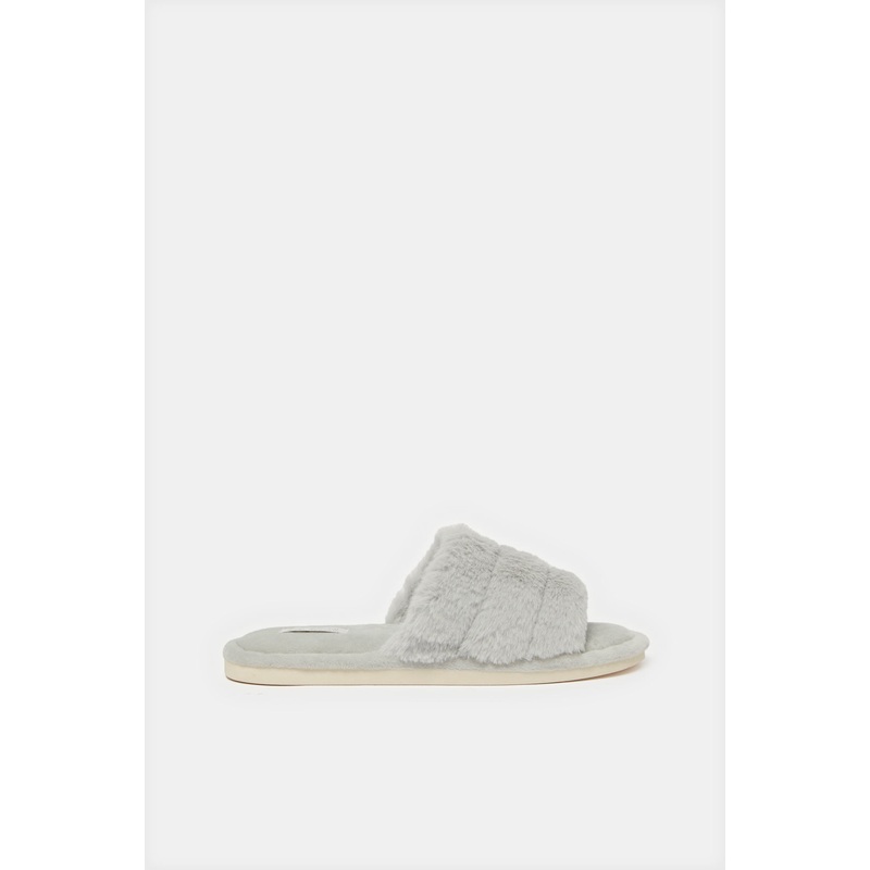 Women Grey Stitched Detail Slipper