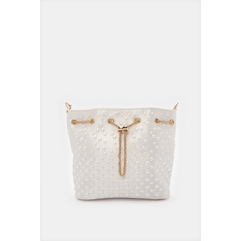 Women White Embellished Bag