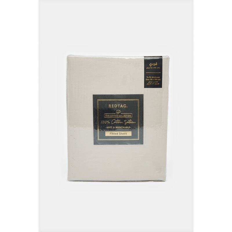 Beige Cotton Fitted Sheet (Single Size)