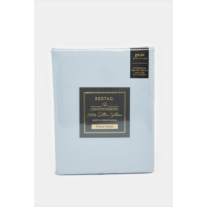 Blue Cotton Fitted Sheet (Double Size)
