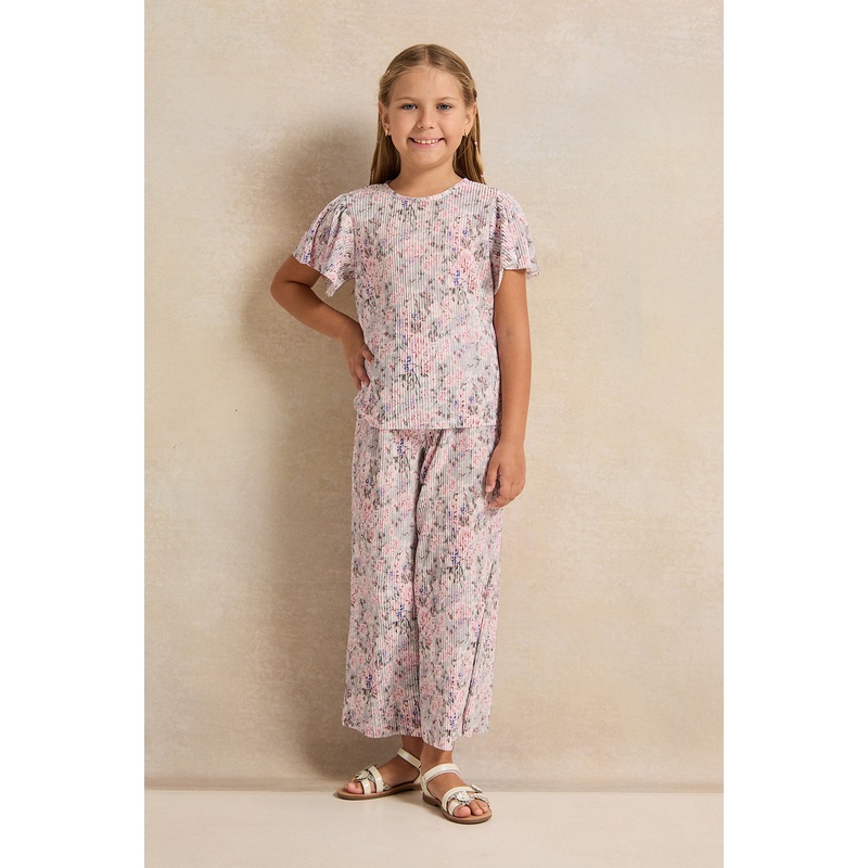 Girls Pink Floral Print Set (2 Peice)