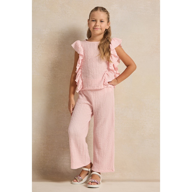 Girls Pink Jacquard Set (2 Peice)
