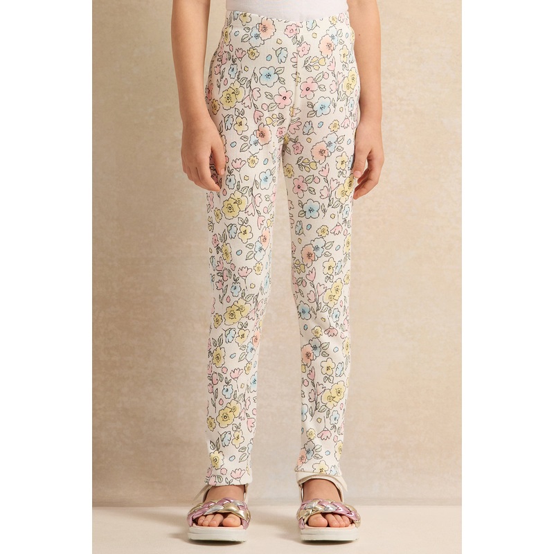 Girls White Printed Leggings|2-3 Years|3-4 Years|4-5 Years|5-6 Years|6-7 Years|7-8 Years