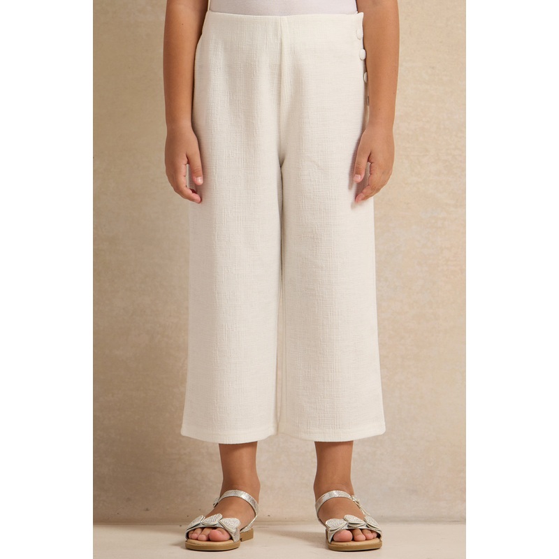 Girls White Wide Leg Trousers|2-3 Years|3-4 Years|4-5 Years|5-6 Years|6-7 Years|7-8 Years