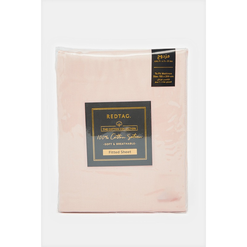 Pink Cotton Fitted Sheet (Double Size)