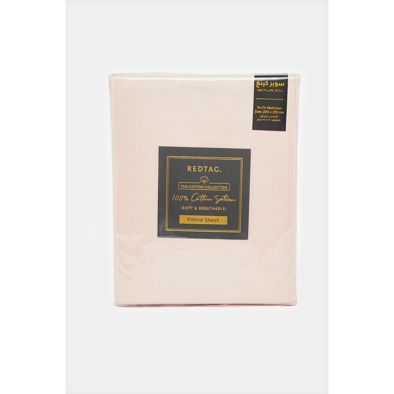 Pink Cotton Fitted Sheet (Super King Size)