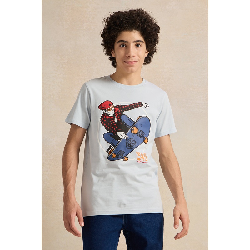 Senior Boys Blue Skating Graphic T-Shirt