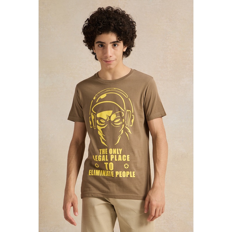 Senior Boys Brown Graphic T-Shirt