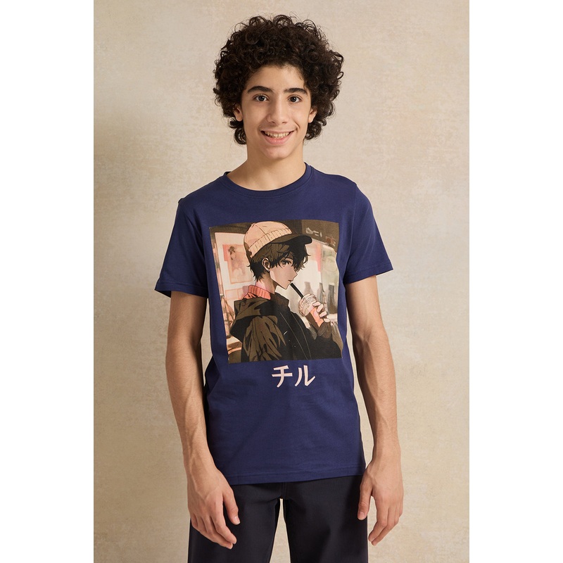 Senior Boys Navy Graphic T-Shirt