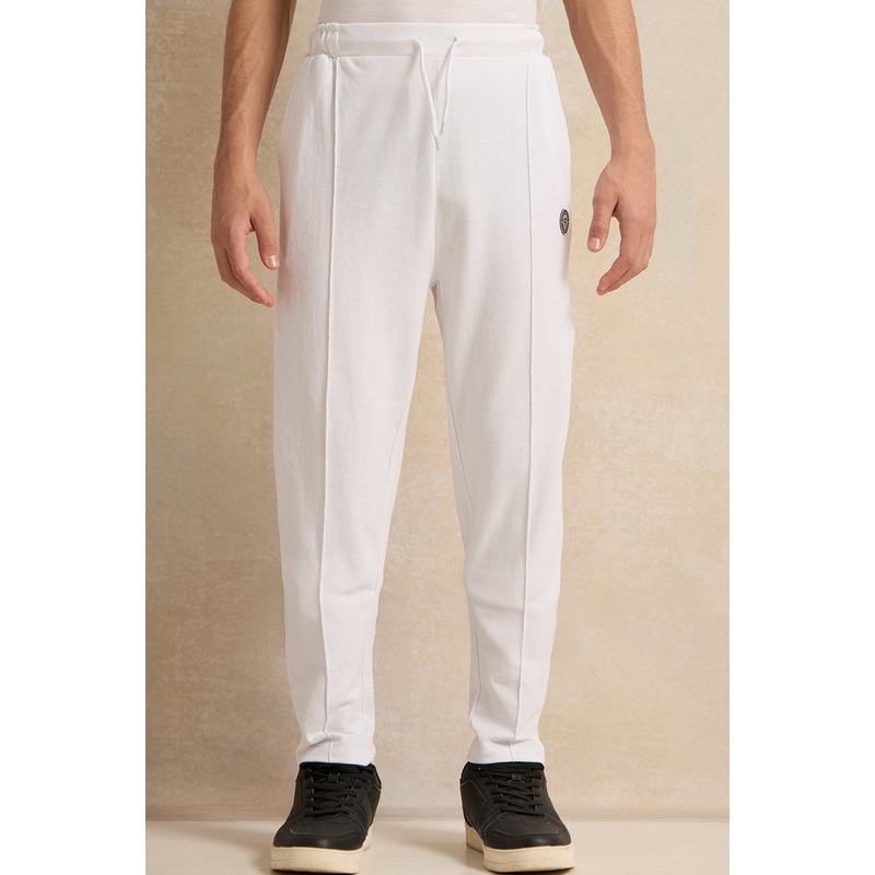 Senior Boys White Pique Active Pants