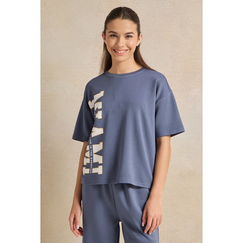 Senior Girls Blue Printed Top|8-9 Yrs (S)|9-10 Yrs (M)|11-12 Yrs (L)|13-14 Yrs (XL)|15-16 Yrs (XL)