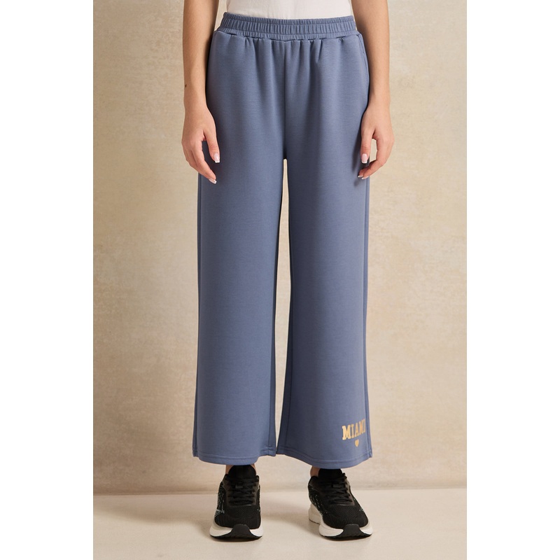 Senior Girls Blue Printed Wide Leg Pants