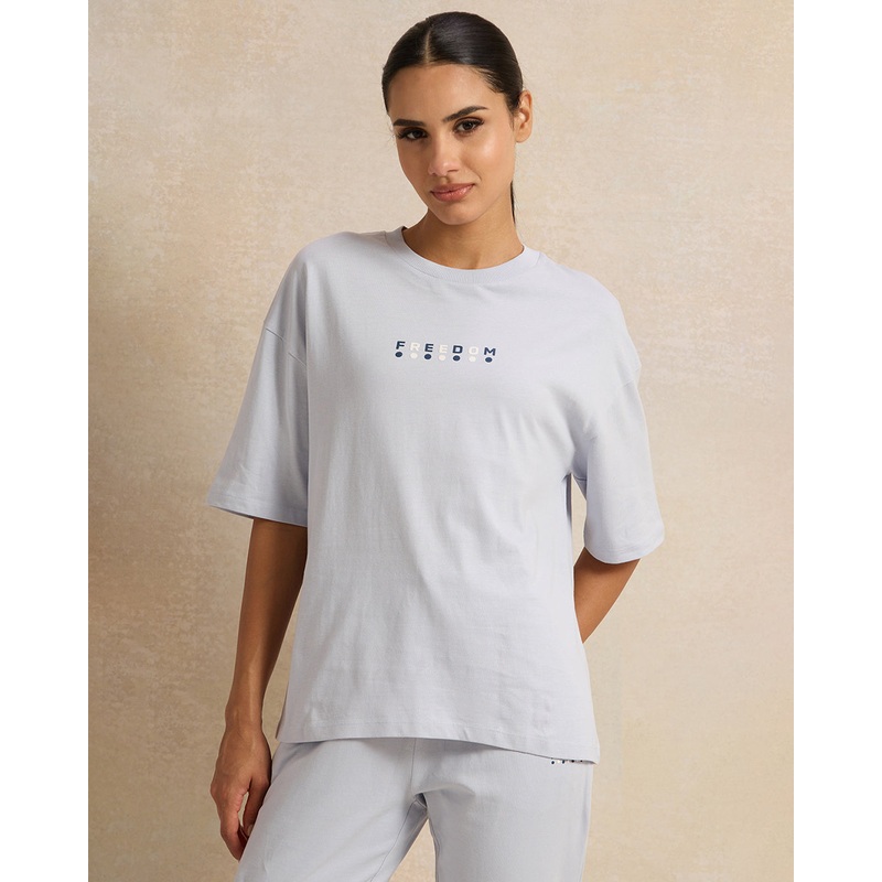Women Blue Active Printed T-Shirt