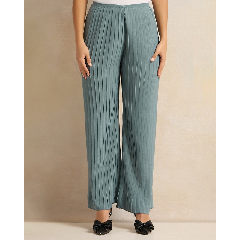 Women Blue Pleated Trousers|UK8|UK10|UK12|UK14|UK16|UK18