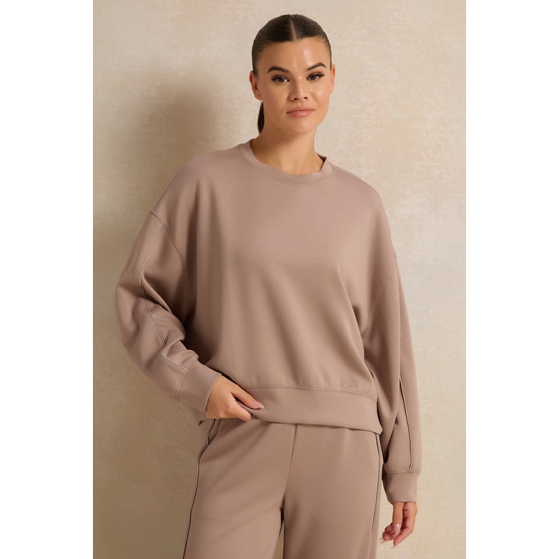 Women Brown Drop Shoulder Oversize T-Shirt