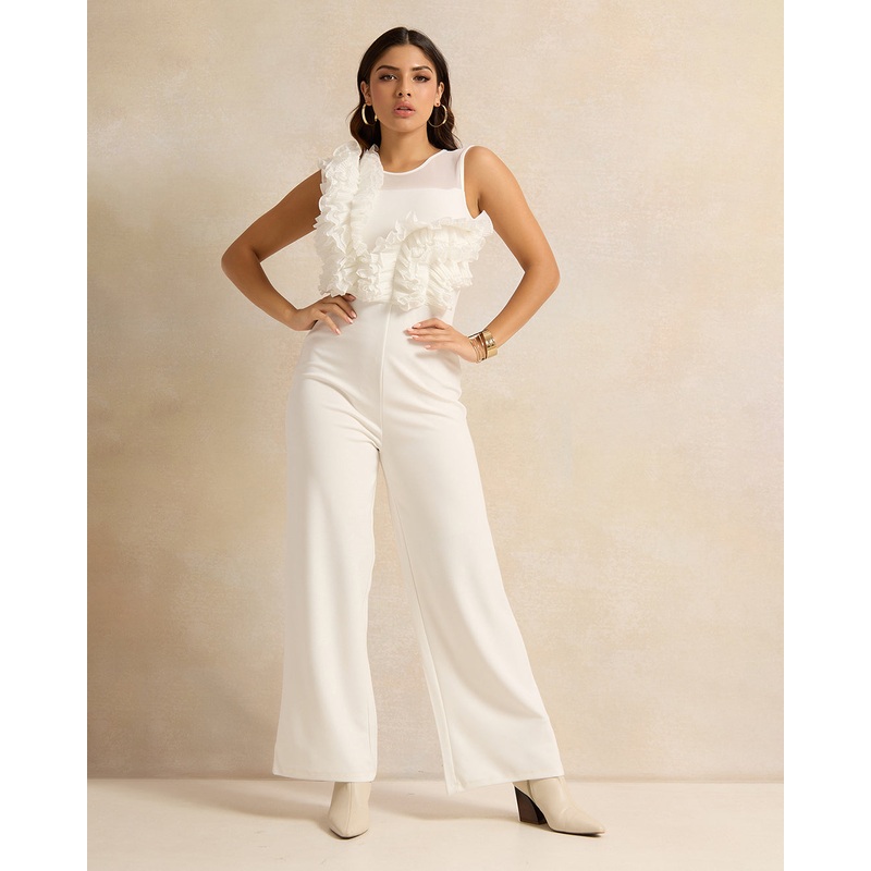 Women Ivory Embellished Jumpsuit