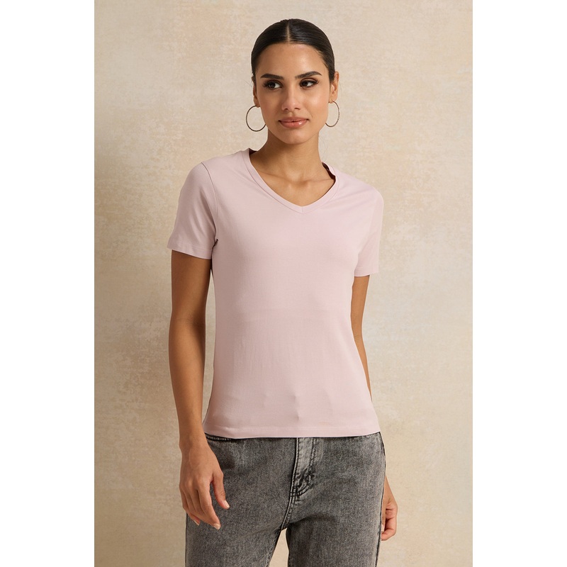 Women Lilac V Neck T-Shirt|UK8|UK10|UK12|UK14|UK16|UK18