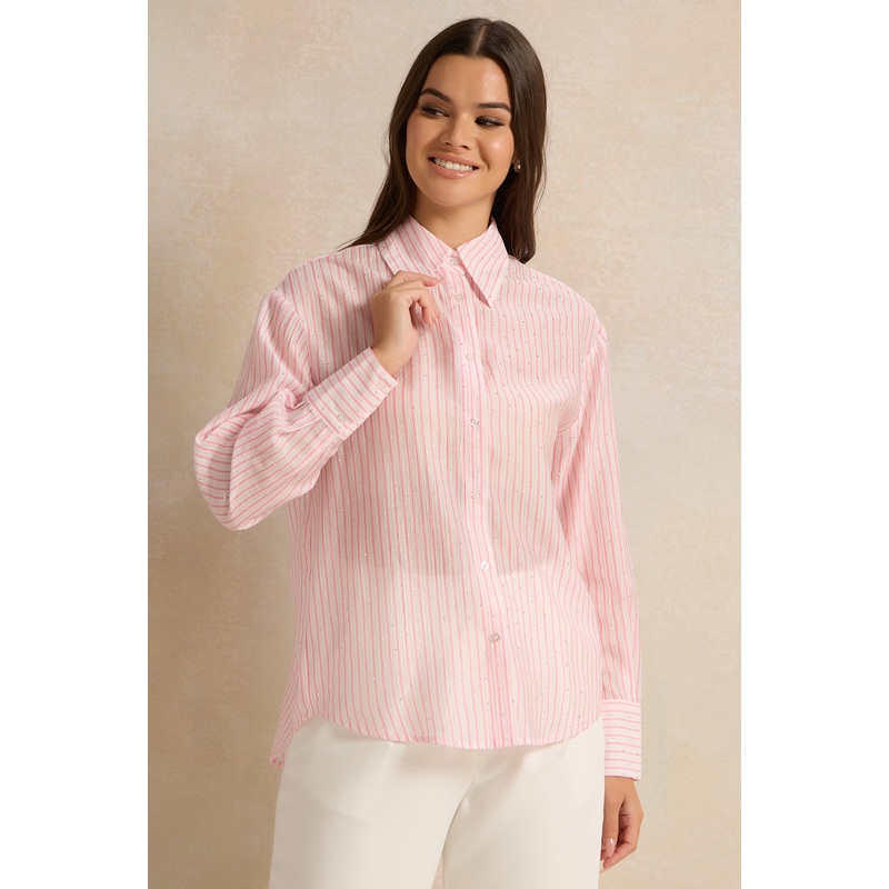 Women Pink Striped Shirt|UK8|UK10|UK12|UK14|UK16|UK18