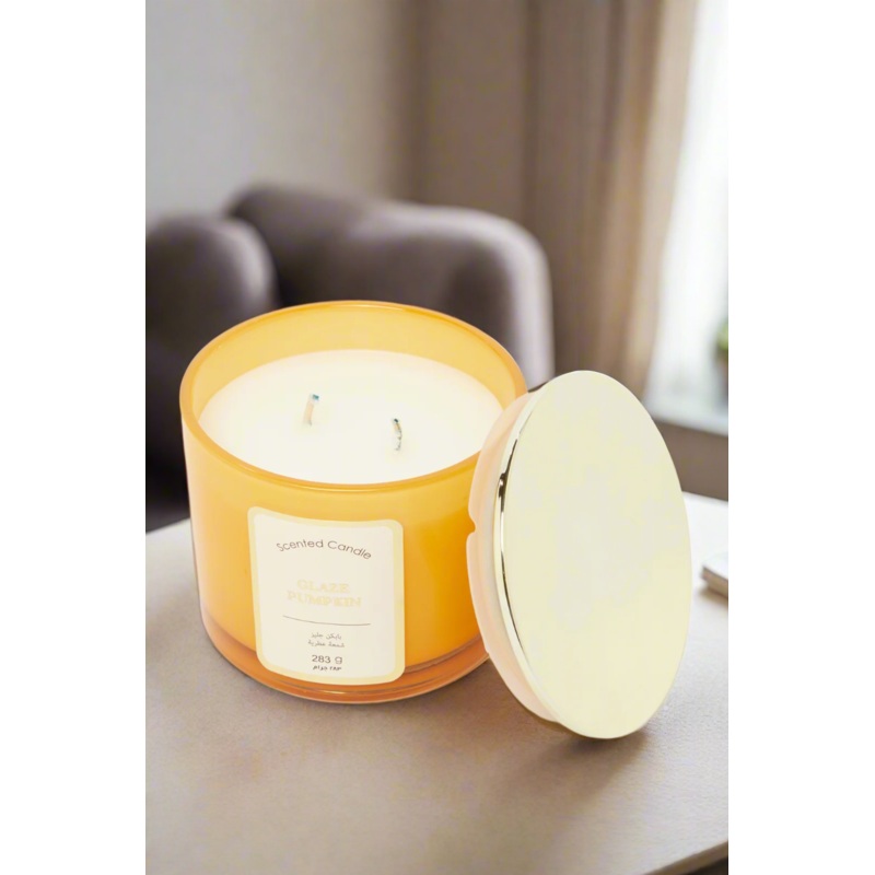 Beige Glaze Pumpkin Scented Candle With Lid