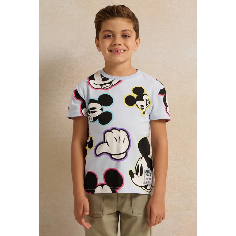 Boys Blue Mickey Character Printed Tshirt