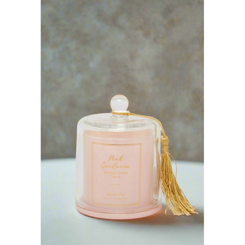 Clear Pink Gardenia Bell Glass Jar With Tassel